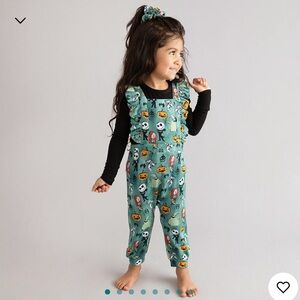 Posh Peanut Nightmare Before Christmas Inky Winter French Terry Ruffled Overalls